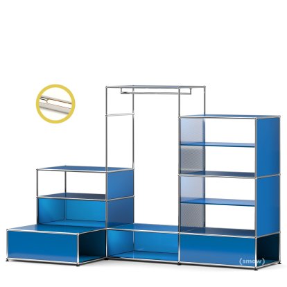 Penderie-présentoir USM Haller XL avec éclairage, Bleu gentiane RAL 5010