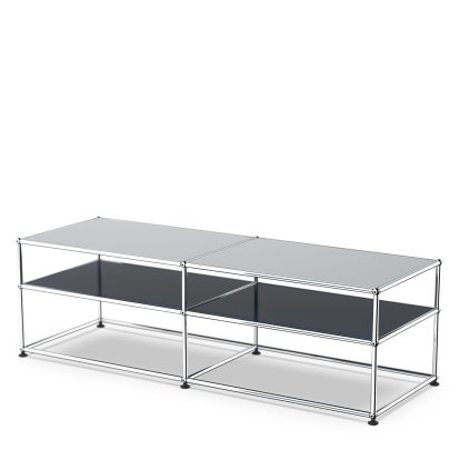 USM Haller table d'appoint type 1, Verre laqué, Bleu acier RAL 5011