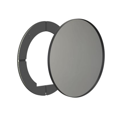 Unu Miroir avec éclairage LED rond (set), ø 80 cm, Noir mat