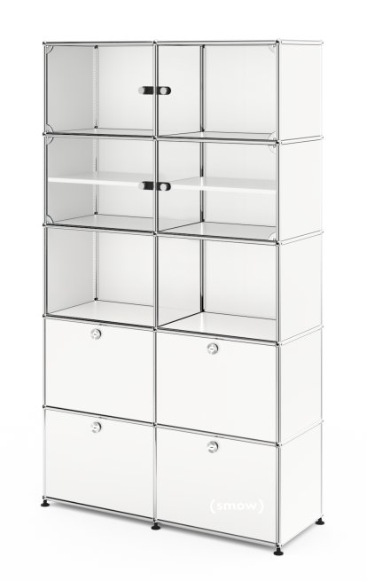 Vitrine USM Haller, H 179 x L 103 x P 38 cm, Blanc pur RAL 9010, Sans serrures