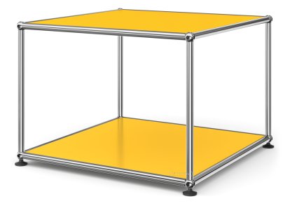 Table d'appoint 50 USM Haller, Panneaux inférieur et supérieur en métal, Jaune or RAL 1004