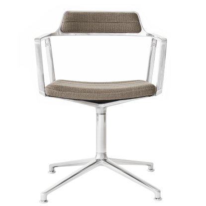 Chaise Swivel 452, mélange laine-lin dark sand, Poli