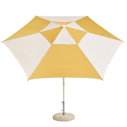 Parasol Terrazza Hexagone, Ocre / blanc cassé, Avec pied de parasol