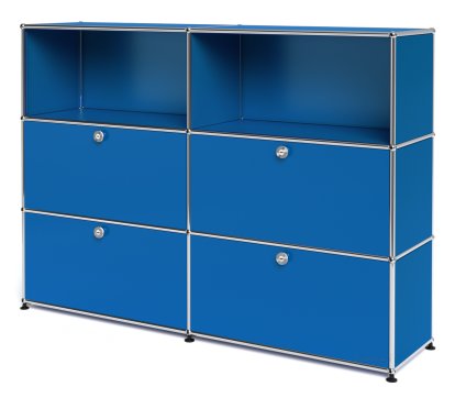Meuble haut Highboard L USM Haller avec 4 portes battantes, Bleu gentiane RAL 5010