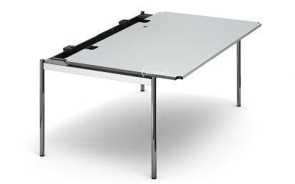 Table USM Haller Advanced, 175 x 100 cm, 02-Stratifié gris perle, Plateau coulissant à droite