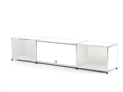 Meuble TV bas Lowboard  USM Haller avec porte escamotable, Blanc pur RAL 9010