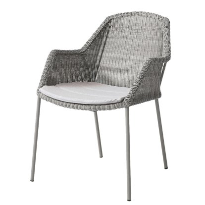 Chaise Breeze, Taupe, Avec coussin d'assise, Natté - Gris clair