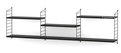 Étagère murale L String, 20 cm, Noir, Placage frêne noir