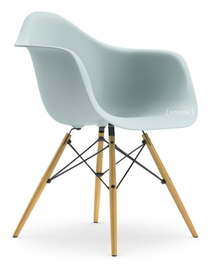 Eames Plastic Armchair RE DAW, Gris bleuté, Sans rembourrage, Sans rembourrage, Version standard - 43 cm, Frêne tons miel