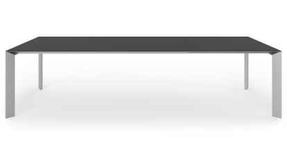 Table à manger Nori, Stratifié noir, L 209-303 x L 100 cm, Aluminium andoisé