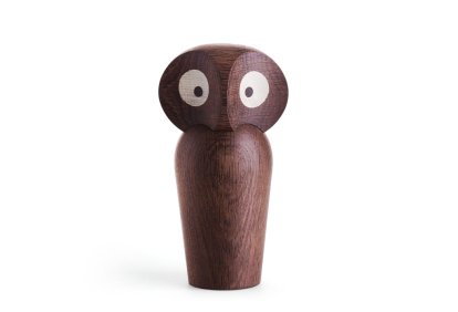 Figurine en bois Owl, Grand (H 17 cm), Chêne fumé