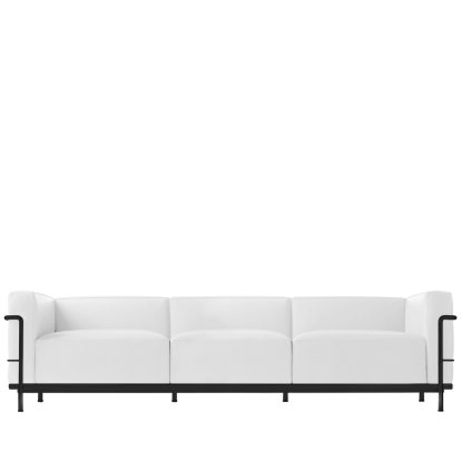 3 Fauteuil Grand Confort, grand modèle, trois places, Laqué noir mat, Cuir Scozia, Blanc