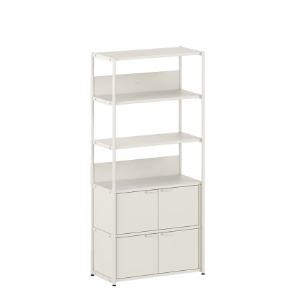 Étagère Unit en acier, 180 cm, 2 x portes doubles, Blanc crème