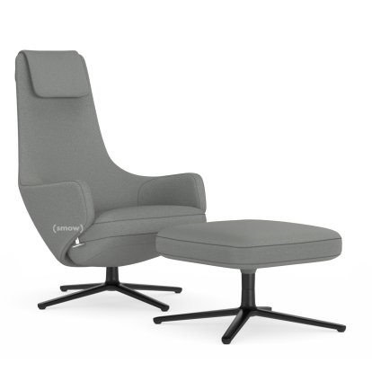 Fauteuil Repos, Fauteuil Repos & Ottoman, Tissu Cosy 2 Gris galet, 45 cm, Noir basic