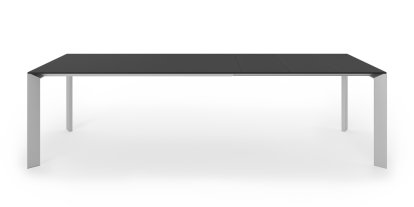 Table à manger Nori, Fenix noir avec bord noir, L 166-278 x L 90 cm, Aluminium andoisé