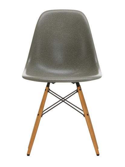 Eames Fiberglass Chair DSW, Eames raw umber, Érable nuance de jaune