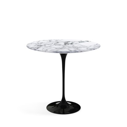 Table d'appoint ovale Saarinen, Noir, Marbre Arabescato (blanc avec tons gris)