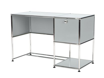 Bureau USM Haller Home Office, Argent mat USM, Avec passe-câble