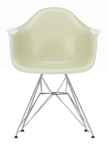 Eames Fiberglass Armchair DAR, Eames parchment, Chromé