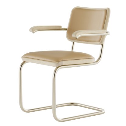 JS . Thonet - Chaise cantilever S 64 P/V Nordic , Nordic 01 - cuir, caramel clair
