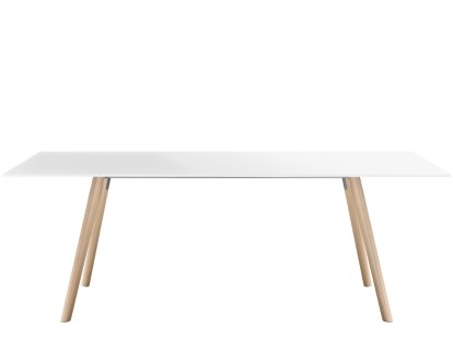 Table Pilo, 200 x 90 cm, Pieds naturel, plateau blanc