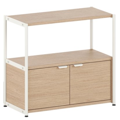 Buffet haut Unit en bois, 1 x porte double, Chêne / Blanc crème