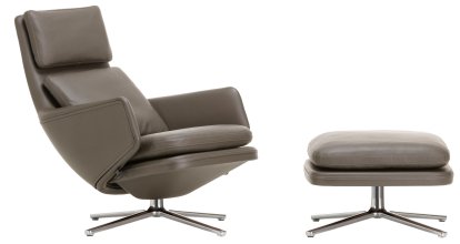 Fauteuil Grand Relax, Avec repose-pieds, Cuir Premium F, gris umbra, Poli, 41,5 cm