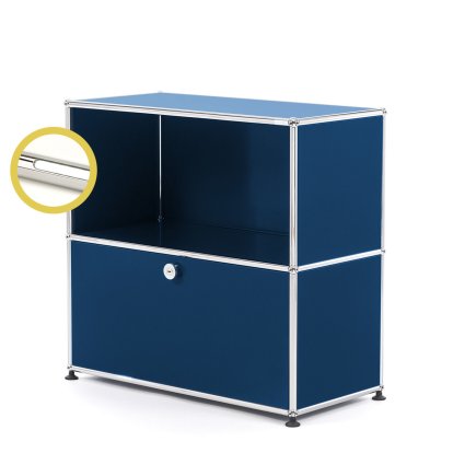 USM Haller E Sideboard M avec éclairage du compartiment, Bleu acier RAL 5011, Blanche froide