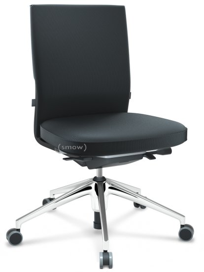 ID Soft, Mécanisme Flowmotion sans inclinaison avant et sans réglage de la profon, Sans accotoirs, Piétement à 5 branches, aluminium poli, Noir basic, Assise et dossier Silk Mesh, Nero, Souples pour sols durs