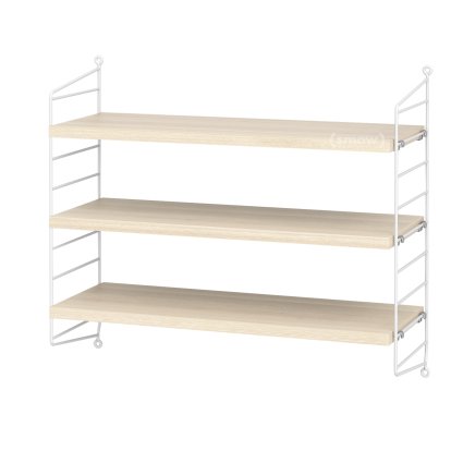 Étagère murale S String, 20 cm, Blanc, Placage frêne  
