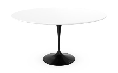 Table à manger ronde Saarinen, 137 cm, Noir, Stratifié blanc