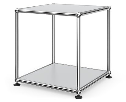Table d'appoint 35 USM Haller, Panneaux inférieur et supérieur en métal, Gris clair RAL 7035