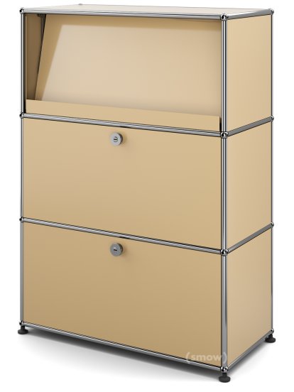 Meuble haut Highboard M USM Haller avec présentoir incliné, Beige USM