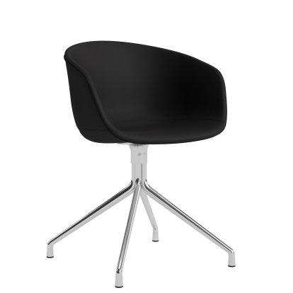 Chaise About A Chair AAC 21, Cuir Sense  - noir, Aluminium poli