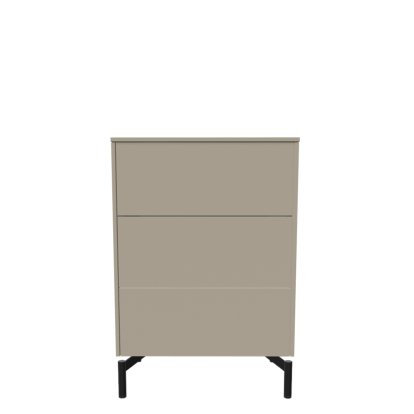 Buffet Aventa avec tiroirs, 60 cm, 3 Grilles de hauteur, Mélamine gris pierre, Pieds en métal