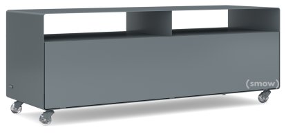 Meuble TV R 109, Monochrome, Gris basalte (RAL 7012), Roulettes transparentes
