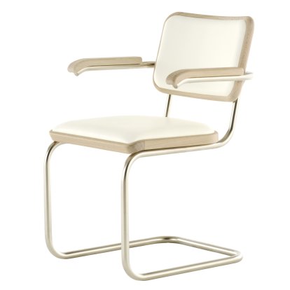 JS . Thonet - Chaise cantilever S 64 P/V Nordic , Nordic 03 - cuir, blanc albâtre