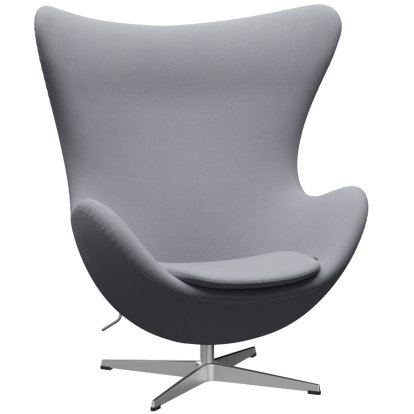 Fauteuil Egg (Oeuf), Christianshavn, Christianshavn 1170 - Gris uni clair, Aluminium satiné et poli, Sans repose-pied