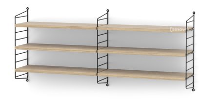 Étagère murale M String, 20 cm, Noir, Placage chêne