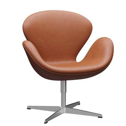 Fauteuil Swan (cygne), 40 cm, Cuir Grace, Walnut