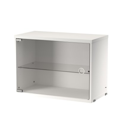 Élément de meuble système String avec porte en verre, Laqué blanc