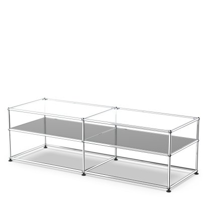 USM Haller table d'appoint type 1, Verre, Gris moyen RAL 7005