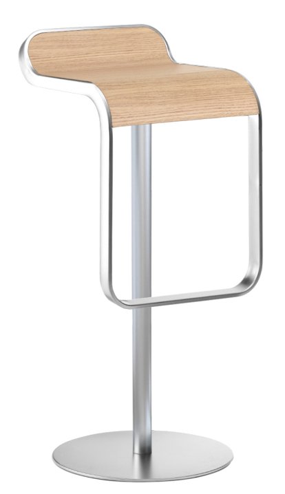 Tabouret LEM, 80 cm - fixe, Chêne blanchi / chromé mat