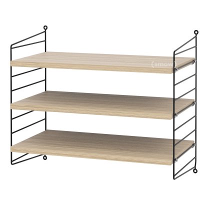 Étagère murale S String, 30 cm, Noir, Placage chêne