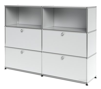 Meuble haut Highboard L USM Haller avec 4 portes battantes, Argent mat USM