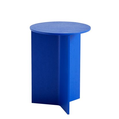 Table Slit Bois, H 47 x Ø 35 cm, Laqué bleu vif