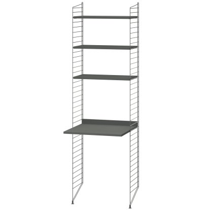 Étagère au sol avec bureau intégré, Laqué gris foncé