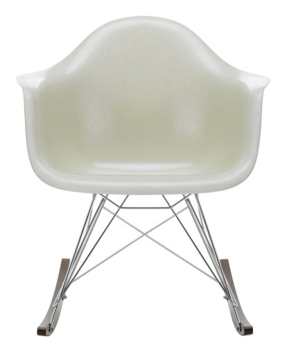 Eames Fiberglass Armchair RAR, Eames parchment, Chromé, Érable foncé