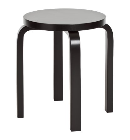 Tabouret E60, Assise et pieds vernis noir