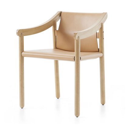 Chaise 905, Frêne naturel, Cuir naturel